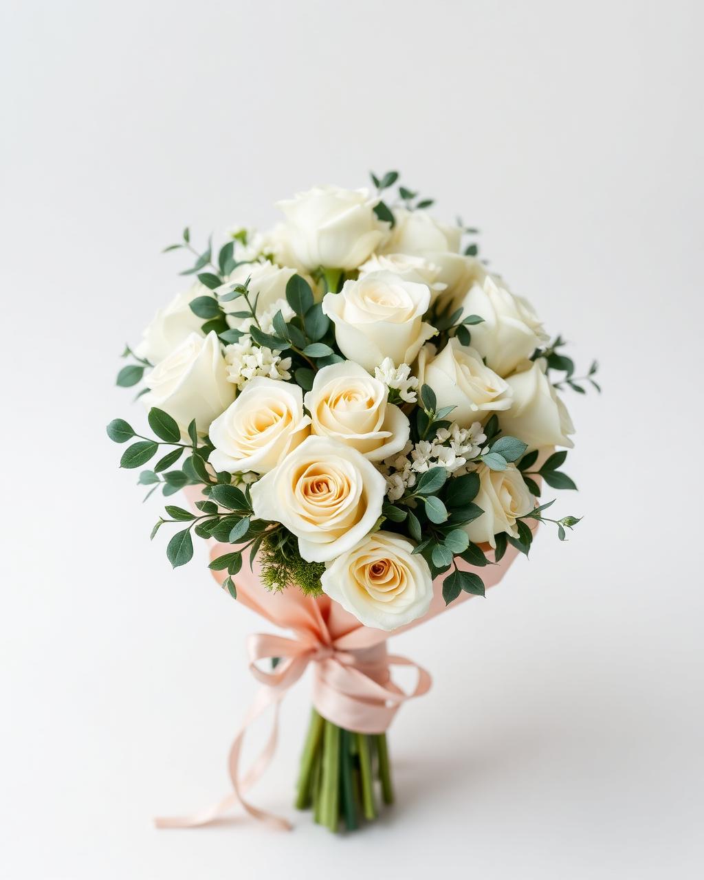 Cream Rose & Eucalyptus Bouquet, graduation floral arrangement by Zuri Blooms