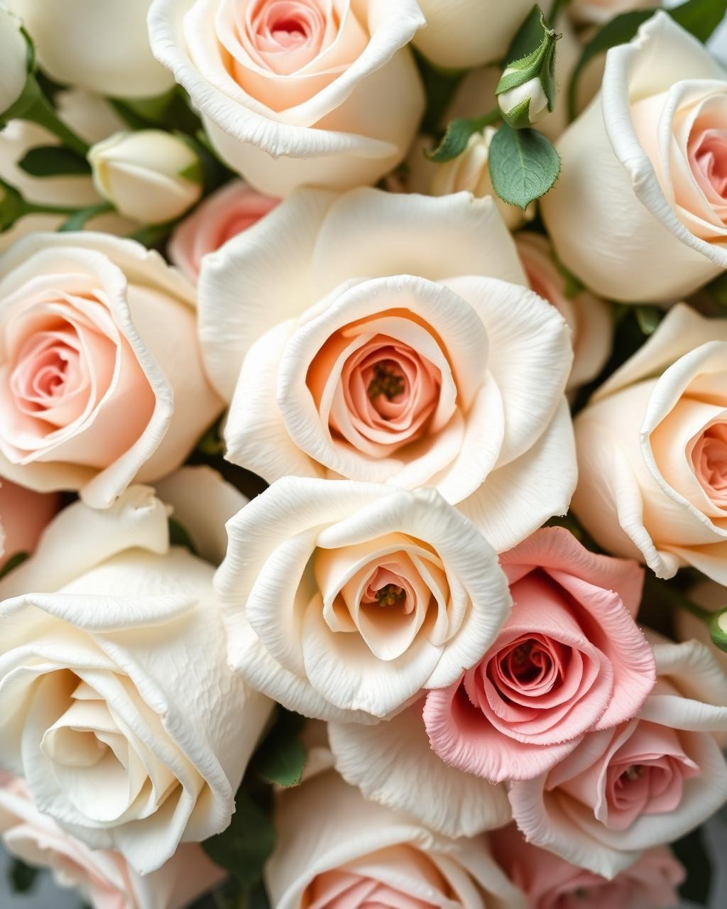 Overhead Cream Rose Study, luxury rose arrangement by Zuri Blooms