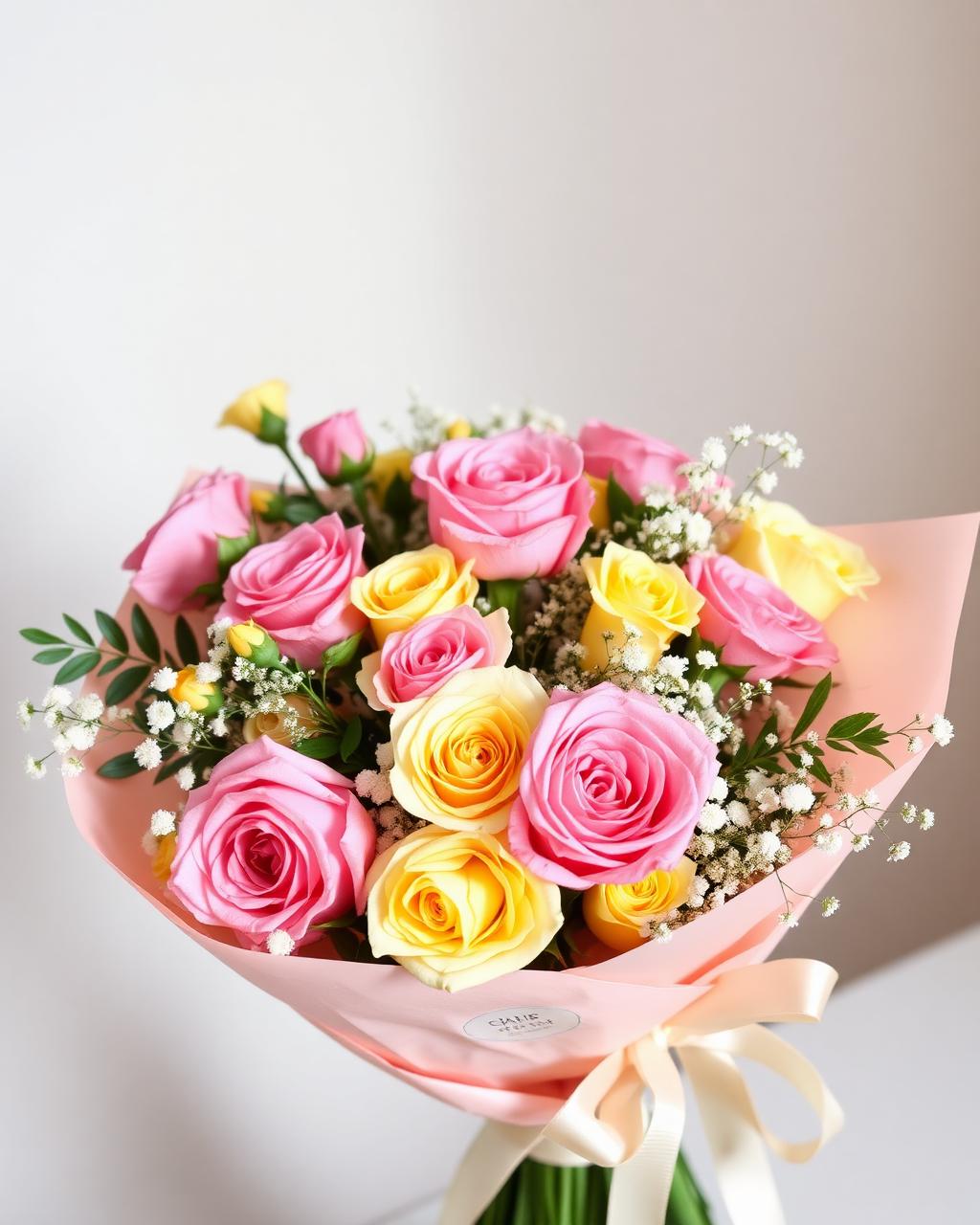 Pink & Yellow Celebration Bouquet, birthday floral arrangement by Zuri Blooms