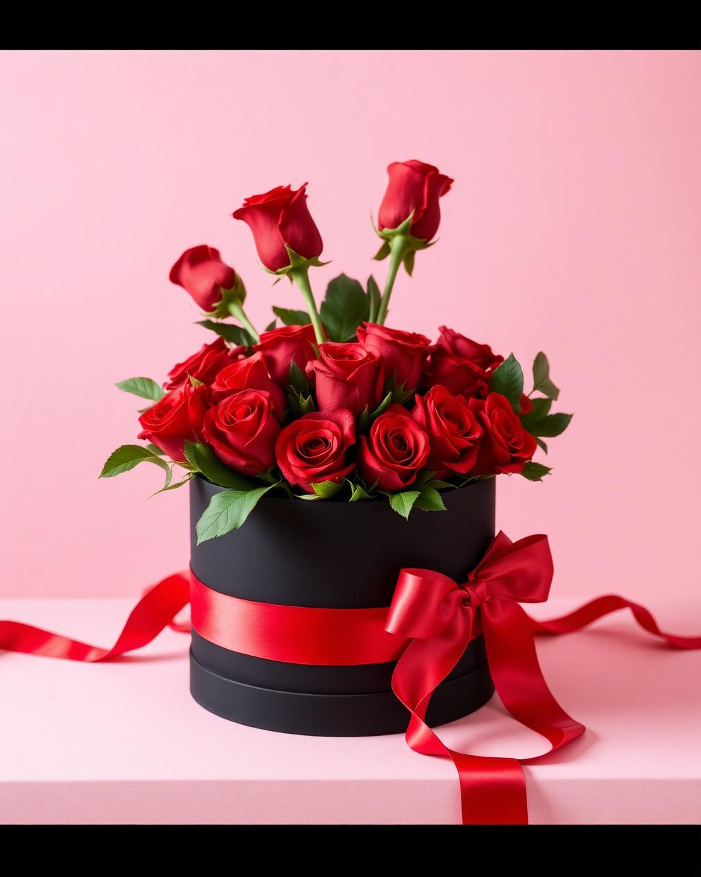 Red Rose Hat Box, Valentine's floral arrangement by Zuri Blooms